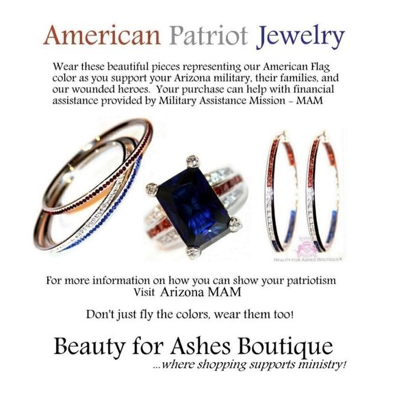 USA American Flag Independence Day Patriot Blue Red White Cz 925 Silver Ring 10 - Picture 6 of 8